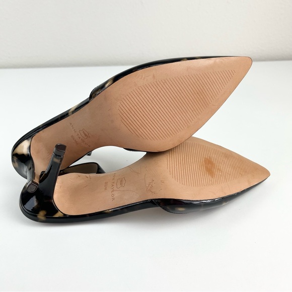NWOB ANN TAYLOR Genuine Patent Leather Tortoiseshell Pointy Toe Slingback Heels - Picture 9 of 12
